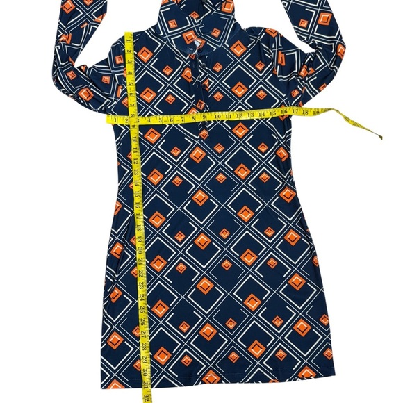 ZARA navy and orange retro mod geo print tunic top mini dress Size Medium - Picture 4 of 10